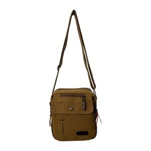 RoYihuang Canvas Crossbody Travel Bag Brown Utility Organizer Shoulder Bag